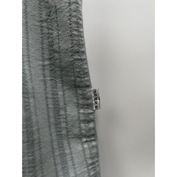 John P. Men's Sage Textured Cotton Band Collar Button-Up Shirt | Made in Greece‎ - Picture 6 of 6